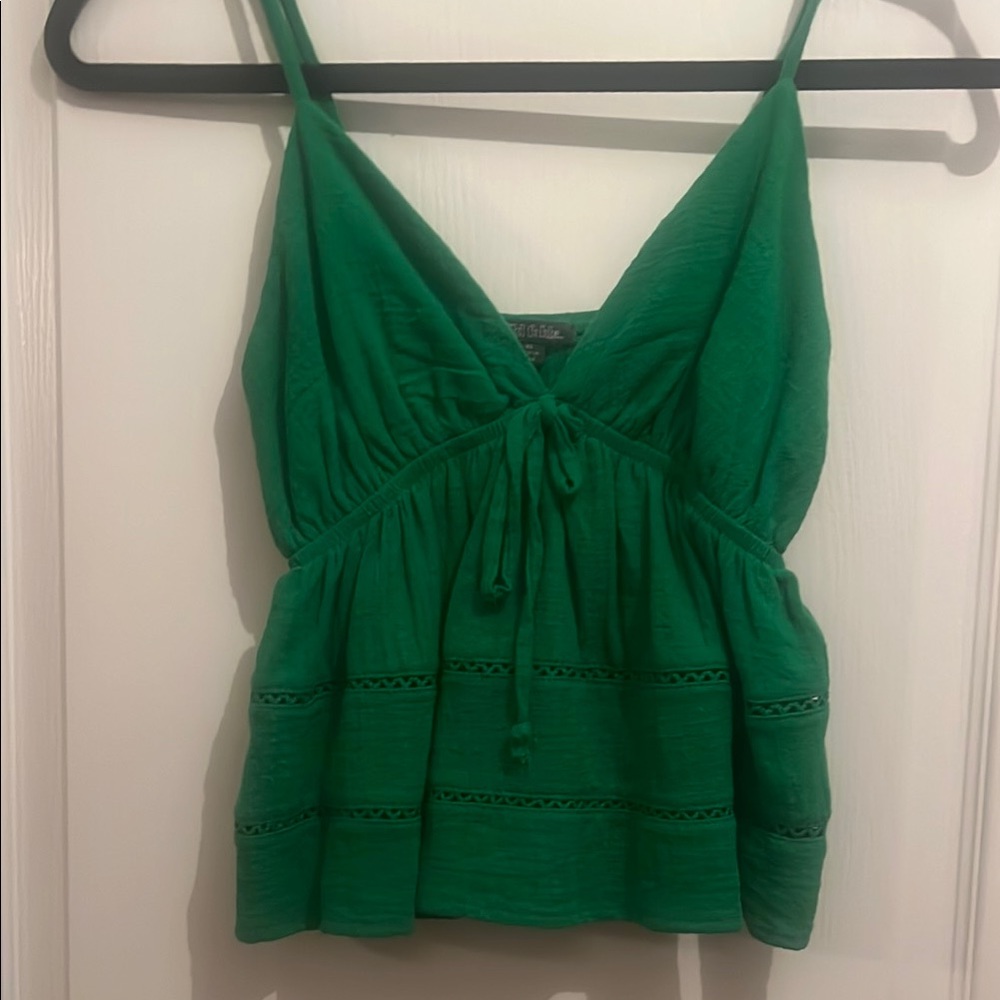Target Green Tie Front Tiered Camisole